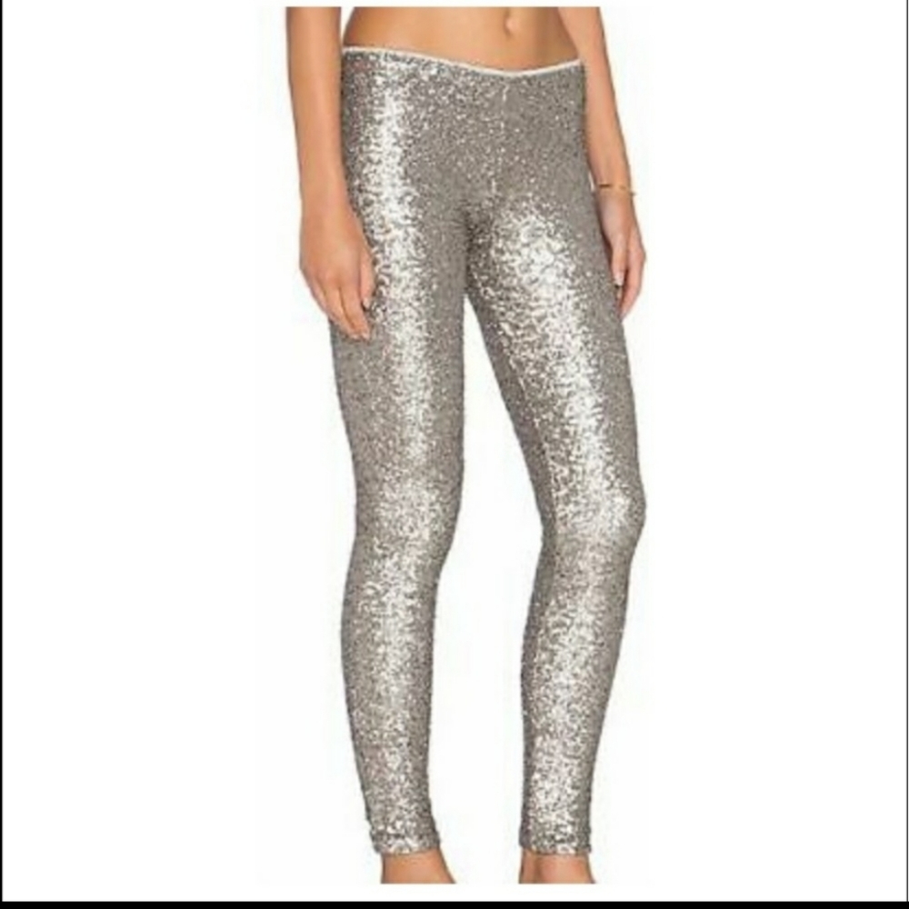 Amuse Society Charley silver sequin leggings